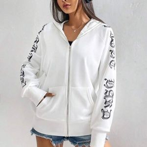 Butterfly print zip up hoodie